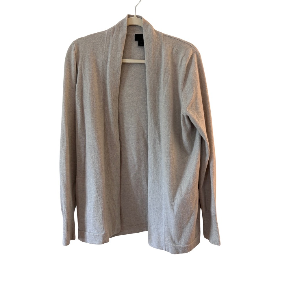 J.Crew Collection Italian Cashmere Cardigan Sweater Gray Open Front Shawl Medium
